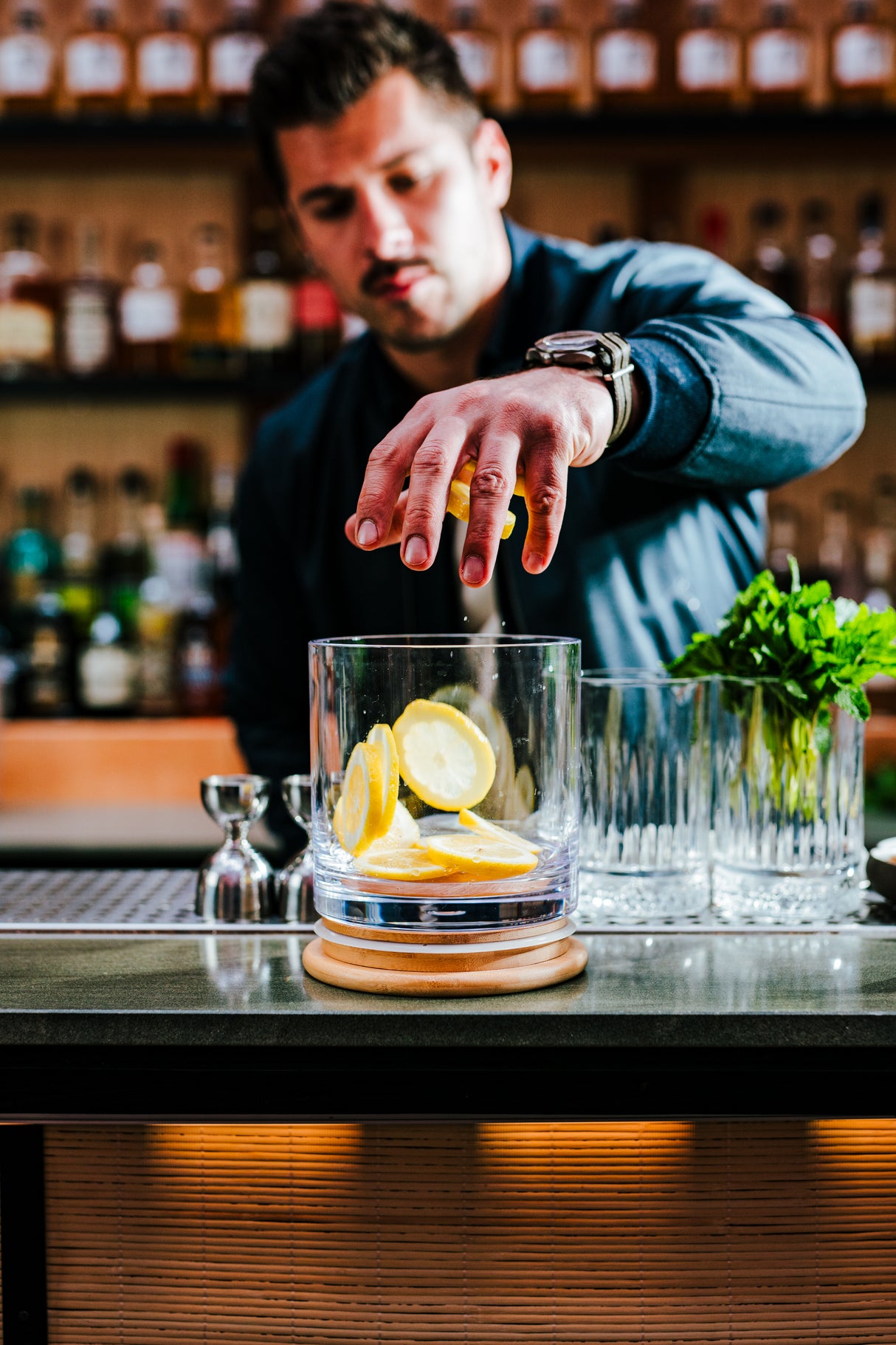 Cayman 8.25" Bartop Canister w/ Bamboo Top