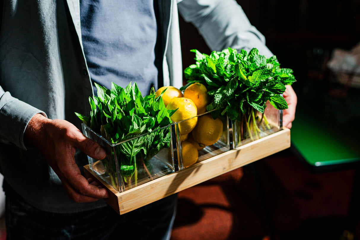 Botanical 4.75" Cube (3 Piece Set) w/ Bamboo Tray 15"