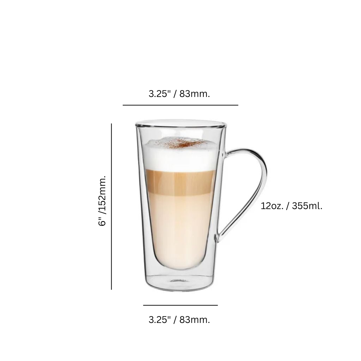 Double Walled 12 oz. Tall Handled Latte