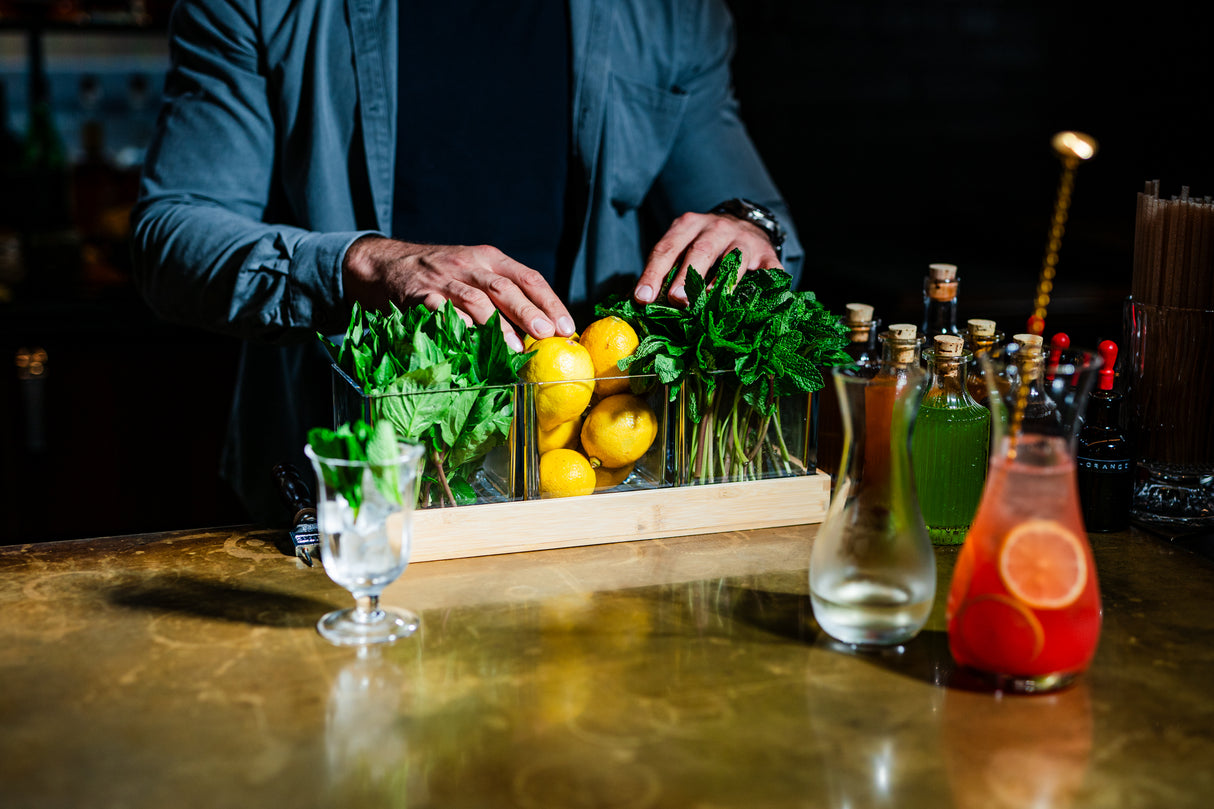 Botanical 4.75" Cube (3 Piece Set) w/ Bamboo Tray 15"