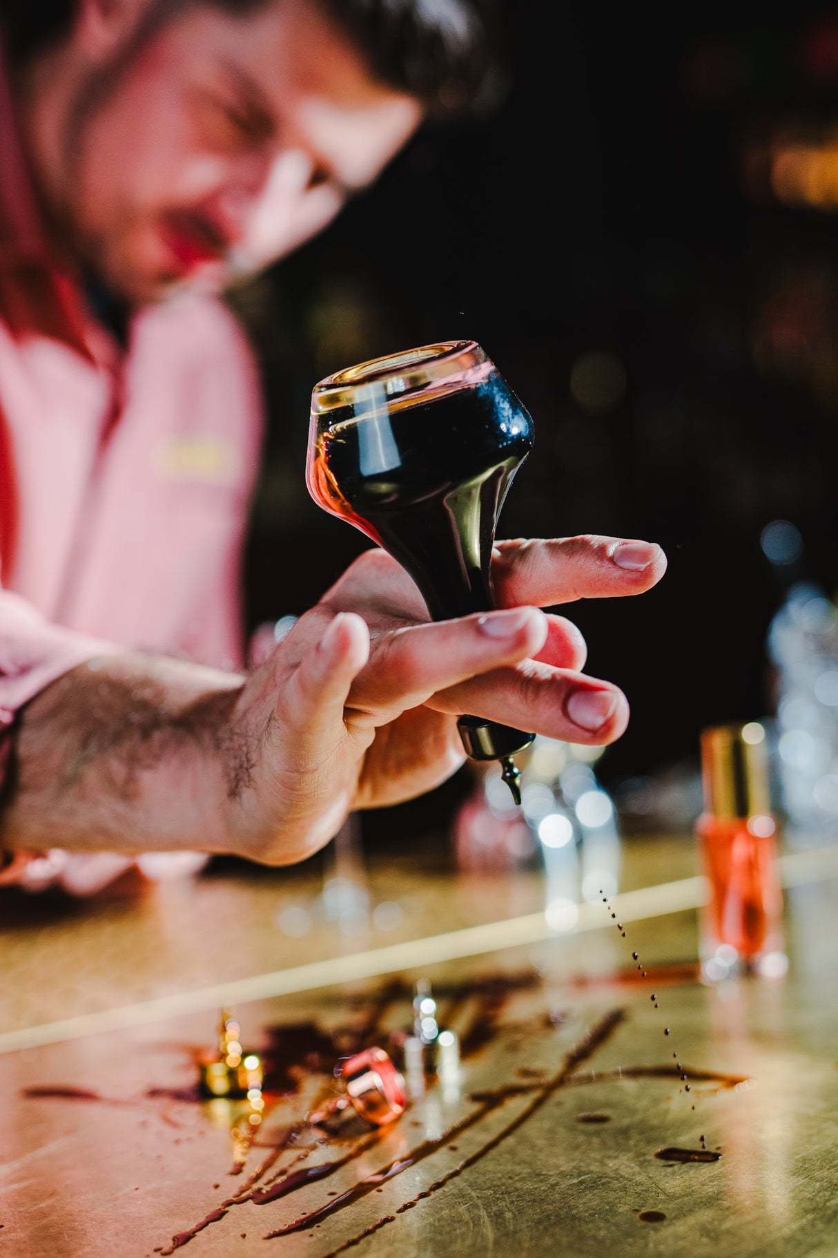 Threaded 3 oz. Heavy Sham Bitters Bottle w/ Black Top