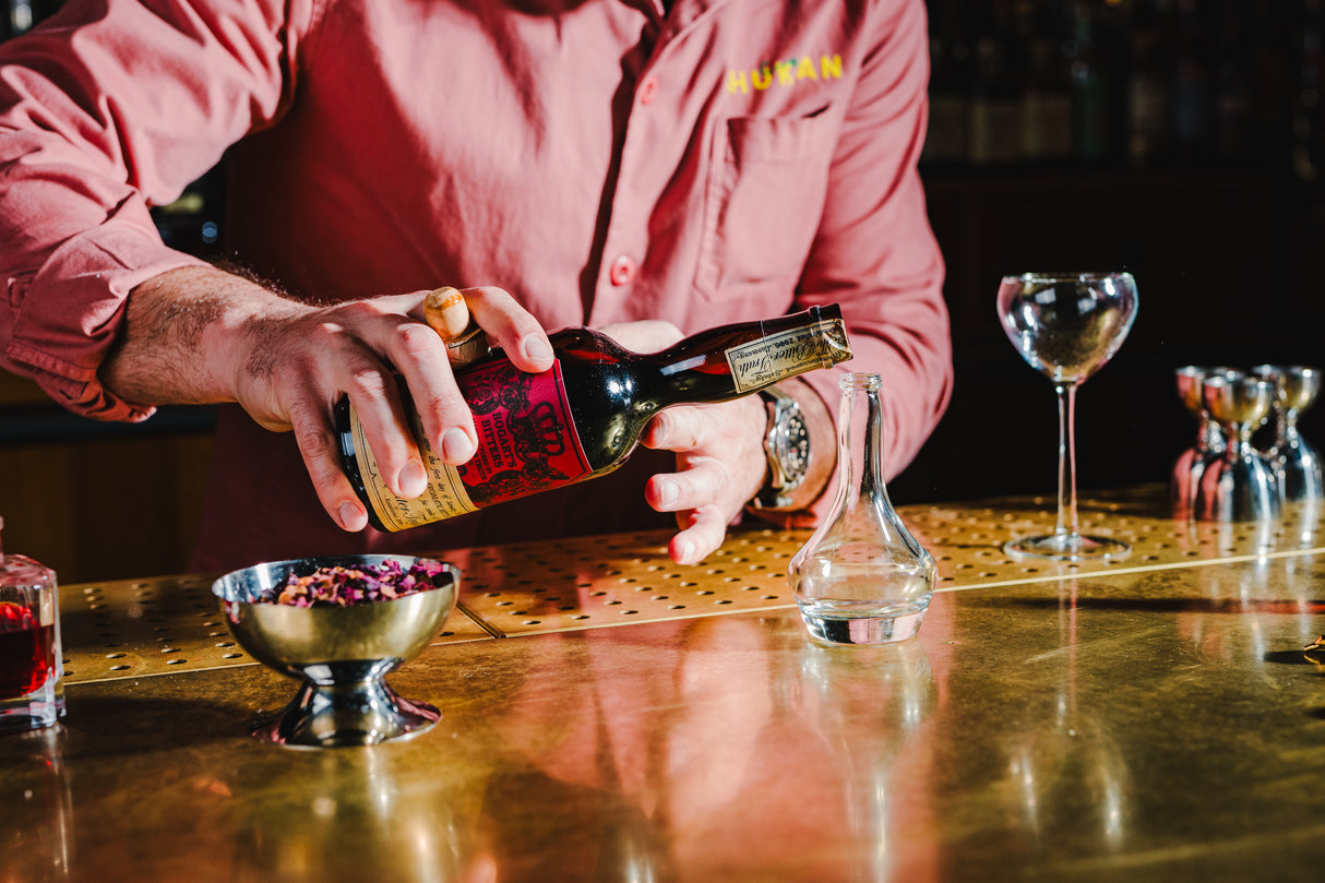 Threaded 3 oz. Heavy Sham Bitters Bottle w/ Chrome Top