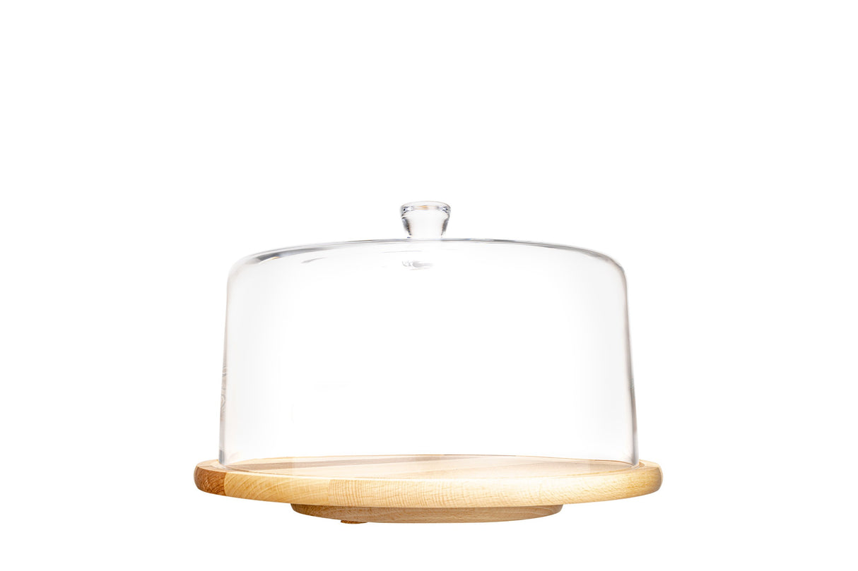 Cloche w/ Rotating Wooden Base 12"