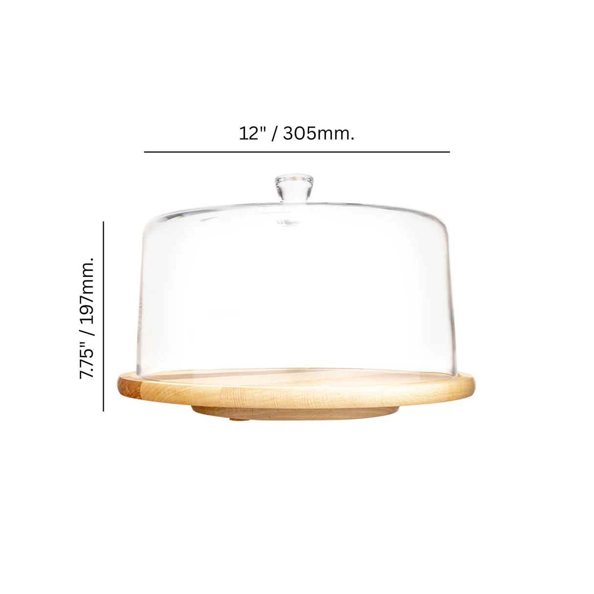 Cloche w/ Rotating Wooden Base 12"